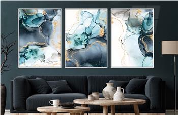 Alüminyum Çerçeveli Sanat Temalı 3lü Set CAM Tablo 0024