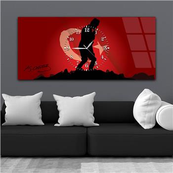 Tableau en verre sur le thème de la nation avec horloge centrale horizontale  048