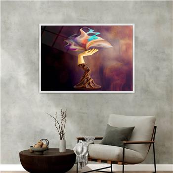 Aluminium Omlijste Natuur Thema Geharde Glasschilderij 054