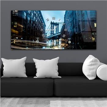 Horizontal bedrucktes Glas mit Kunst- und Naturthema und einer Uhr in der Mitte 010