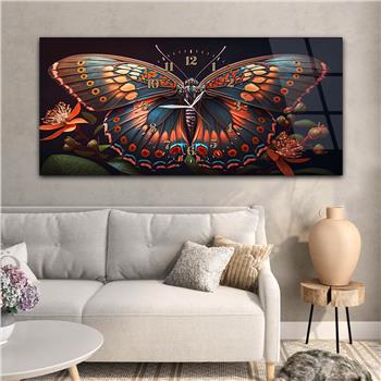 Yatay Saatli Ortadan Sanat Temalı Cam Tablo119