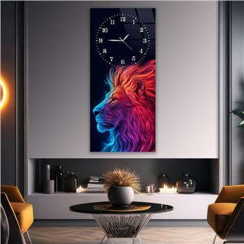 Dikey Üstten Saatli Sanat Temalı Cam Tablo 094