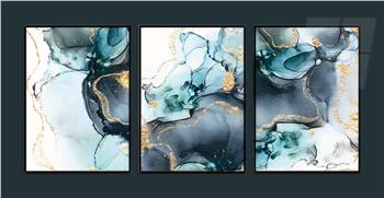 Alüminyum Çerçeveli Sanat Temalı 3lü Set MDF Tablo 0016