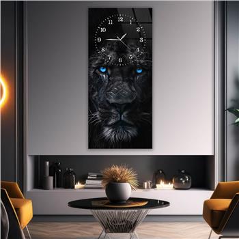 Dikey Üstten Saatli Sanat Temalı Cam Tablo 084