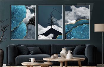 Alüminyum Çerçeveli Sanat Temalı 3lü Set CAM Tablo 0070