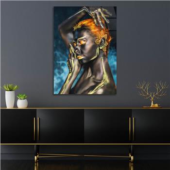 Dikey Sanat Temalı Cam Tablo 420