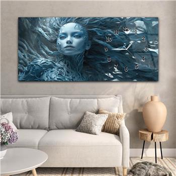 Modern Sanat Duvar Tablosu Yatay Saatli Yandan Sanat ve Doğa Temalı Cam Tablo 230