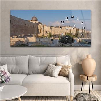 Tableau en verre à thème religieux avec horloge latérale horizontale  064