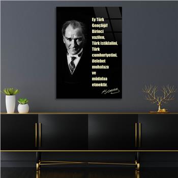 Dikey Vatan Temalı Cam Tablo 301