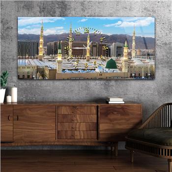 Tableau en verre à thème religieux avec horloge centrale horizontale  011