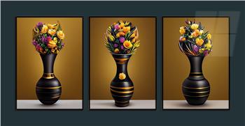 Alüminyum Çerçeveli Sanat Temalı 3lü Set MDF Tablo 0031