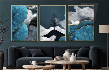 Alüminyum Çerçeveli Sanat Temalı 3lü Set CAM Tablo 0070