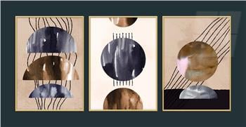 Alüminyum Çerçeveli Sanat Temalı 3lü Set MDF Tablo 0012