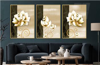 Alüminyum Çerçeveli Sanat Temalı 3lü Set CAM Tablo 0041