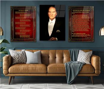  3lü Set VatanTemalı Cam Tablo 40