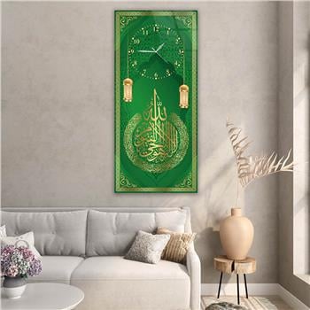 لوحة زجاجية أفقية ذات طابع ديني مع ساعة العمودية 048