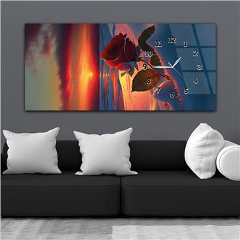 Horizontaal, Aan De Zijkant Voorzien Van Een Klok, Kunst en Natuur Thema Gehard Glasschilderij 222