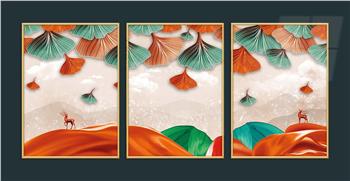 Alüminyum Çerçeveli Sanat Temalı 3lü Set MDF Tablo 0048