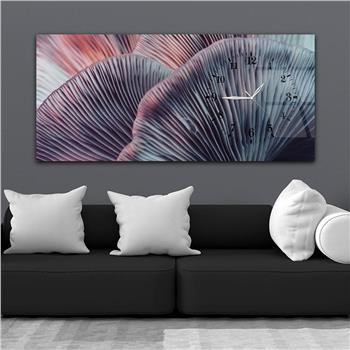 Horizontal bedrucktes Glas mit Kunst und Naturthema und einer Uhr an der Seite 071