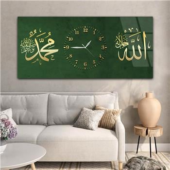 Tableau en verre à thème religieux avec horloge centrale horizontale  061