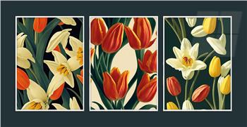 Alüminyum Çerçeveli Sanat Temalı 3lü Set MDF Tablo 0039