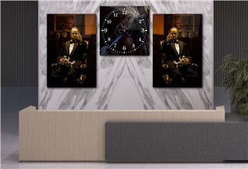 Kunst Thematisches 2-teiliges bedrucktes Glas und Uhrenset