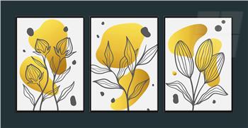 Alüminyum Çerçeveli Sanat Temalı 3lü Set MDF Tablo 0009