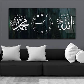 Tableau en verre à thème religieux avec horloge centrale horizontale  065