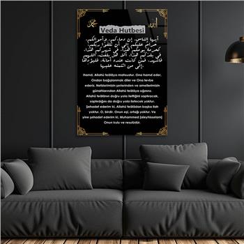 VEDA HUTBESİNDEN  ARAPÇA VE TÜRKÇE YAZILI CAM TABLO