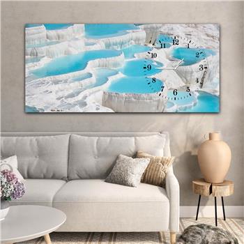 Horizontal bedrucktes Glas mit Kunst und Naturthema und einer Uhr an der Seite 037