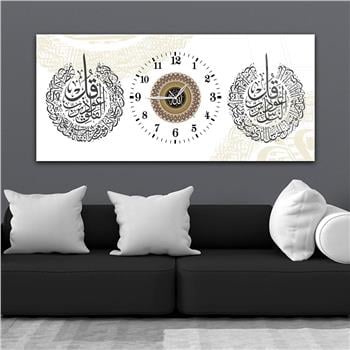 Tableau en verre à thème religieux avec horloge centrale horizontale  073