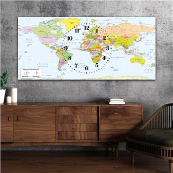 Yatay Saatli Ortadan Vatan Temalı Cam Tablo 135