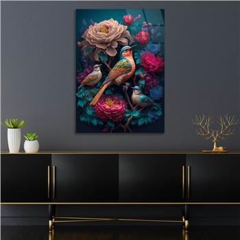 Dikey Sanat Temalı Cam Tablo 349