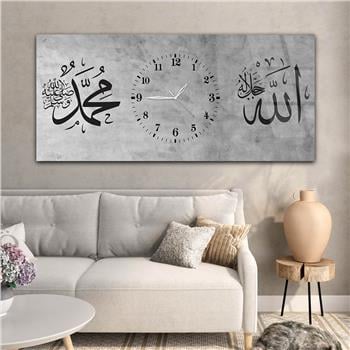 Tableau en verre à thème religieux avec horloge centrale horizontale  060