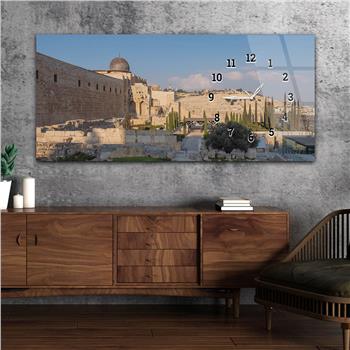 Tableau en verre à thème religieux avec horloge latérale horizontale  064