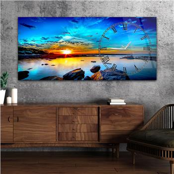 Yatay Saatli Yandan Sanat Temalı Cam Tablo 313