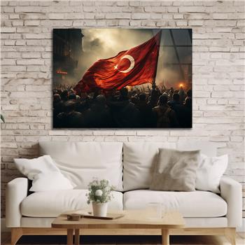 Yatay VatanTemalı Cam Tablo 111