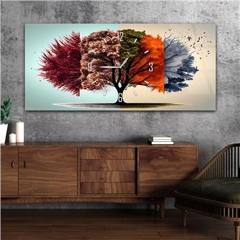 Yatay Saatli Ortadan Sanat Temalı Cam Tablo120