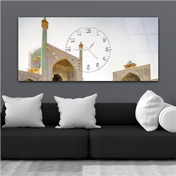 Tableau en verre à thème religieux avec horloge centrale horizontale  035