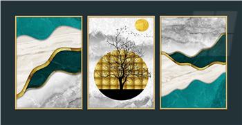 Alüminyum Çerçeveli Sanat Temalı 3lü Set MDF Tablo 0038