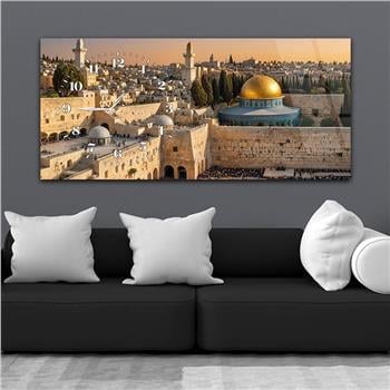 Yatay Saatli Yandan Dini Temalı Cam Tablo 088