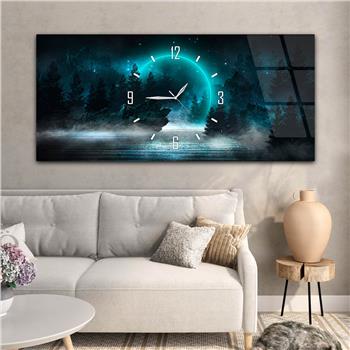 Yatay Saatli Ortadan Sanat Temalı Cam Tablo112