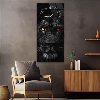 Dikey Üstten Saatli Sanat Temalı Cam Tablo 083