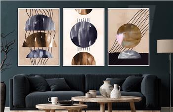 Alüminyum Çerçeveli Sanat Temalı 3lü Set CAM Tablo 0012