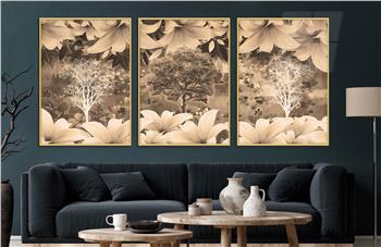 Alüminyum Çerçeveli Sanat Temalı 3lü Set CAM Tablo 0051