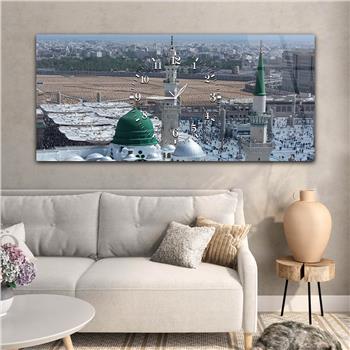 Tableau en verre à thème religieux avec horloge centrale horizontale  054