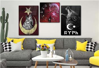 Nation Thematisches 2-teiliges bedrucktes Glas und Uhrenset