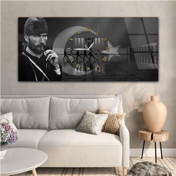 Tableau en verre sur le thème de la nation avec horloge centrale horizontale  056