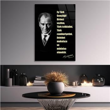 Dikey Vatan Temalı Cam Tablo 301