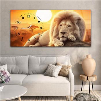 Yatay Saatli Yandan Sanat Temalı Cam Tablo 340